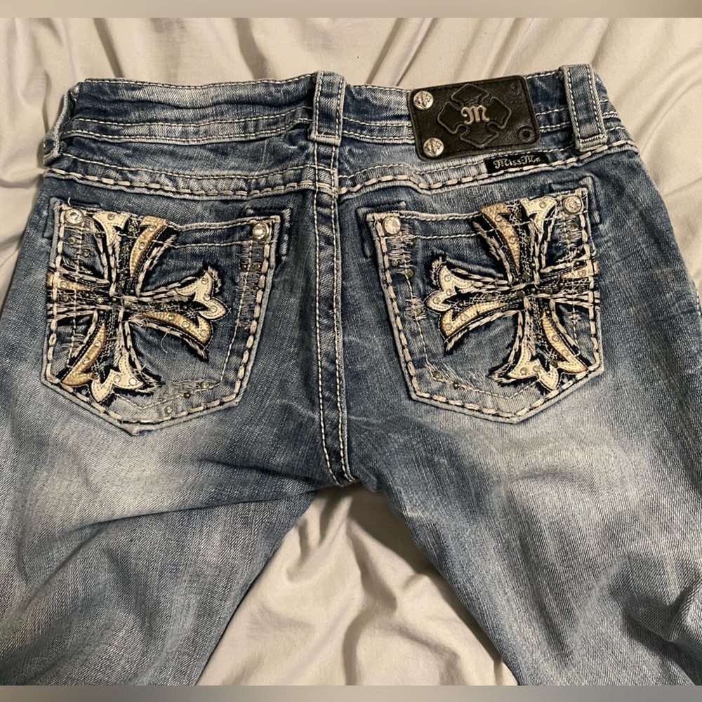 MISS ME MID RISE EASY SKINNY LEG JEANS Size26 rhinestone embellished